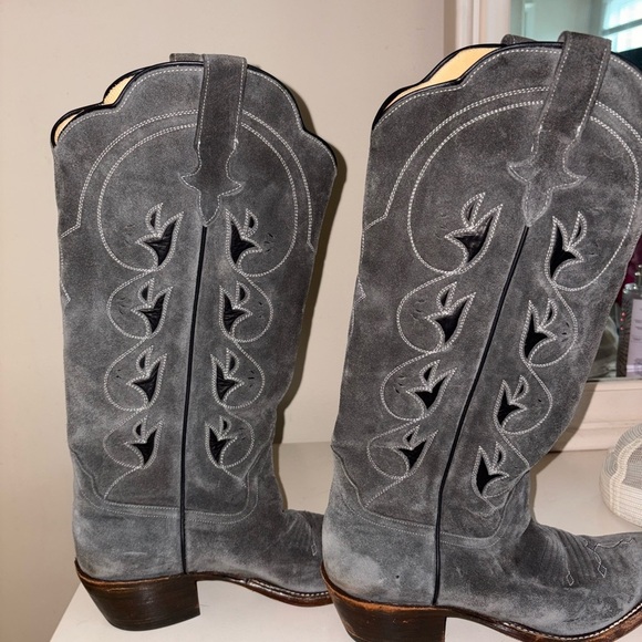 Rios of Mercedes Men's Cowboy Boots Grey Suede Leather size 8 Western - Picture 2 of 10